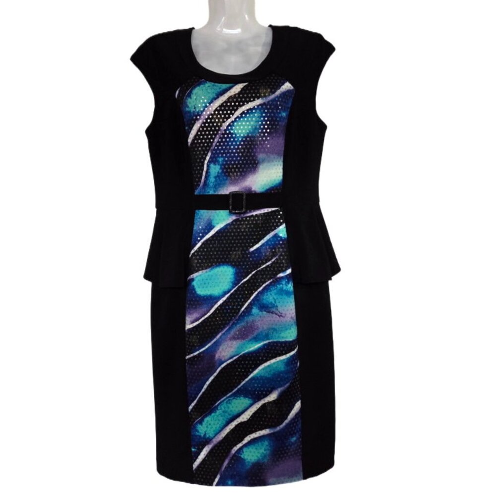 Vibrant Joseph Ribkoff Peplum Sheath Dress Size 8